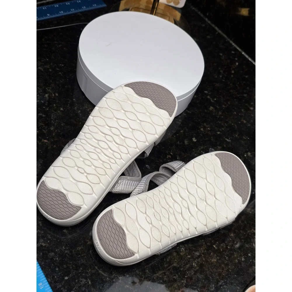 Ryka Sage Sandals 9M Grey Q-Contour Footbed Athletic Slide Strappy Walking